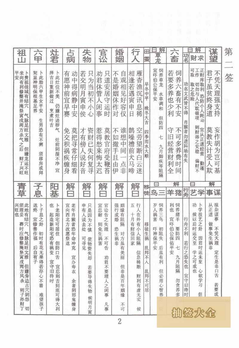 佛祖灵签 第2签:薛仁贵困白虎关 中下签